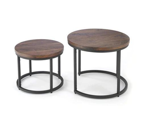 Sada 2 kulatých konferenčních stolků Tabarka ořech loft do obýváku Intesi