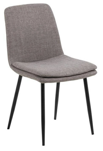 Čalouněná jídelní židle Becca šedá, moderní s černými kovovými nohami