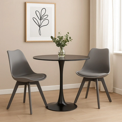 Kulatý jídelní stůl 90 cm Simplet Skinny Black černý moderní na jedné noze do jídelny a kuchyně