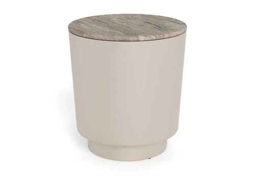 Konferenční stolek Cangas kulatý 45 cm šedý mramor moderní do obýváku