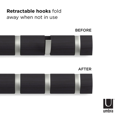 Nástěnný věšák do předsíně Umbra Flip 5 háčků moderní dřevěný přírodní