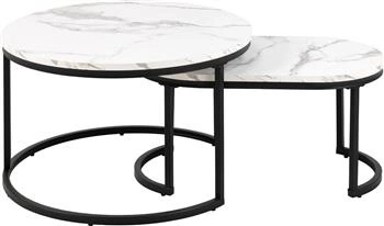 Sada konferenčních stolků Spiro oválný bílý mramor 2v1 glamour do obýváku Actona