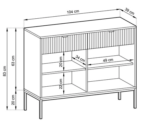 Komoda Delicious s drážkami bílá