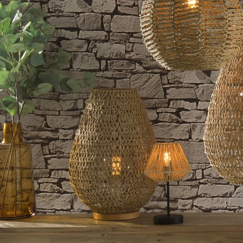 Stolní lampa Etel 55 cm skandinávská s dřevěnou základnou do obýváku a ložnice boho
