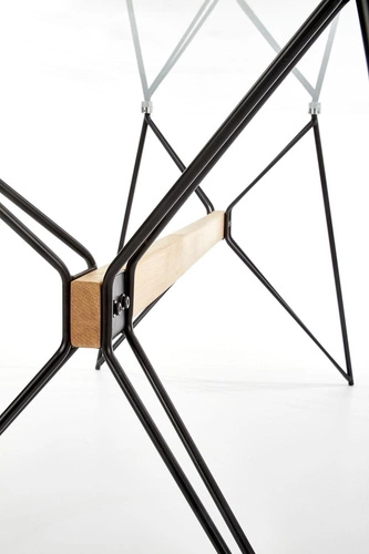 Moderní glamour jídelní stůl Intesi Groll 160x80 se skleněnou deskou a černými nohami, nerozkládací