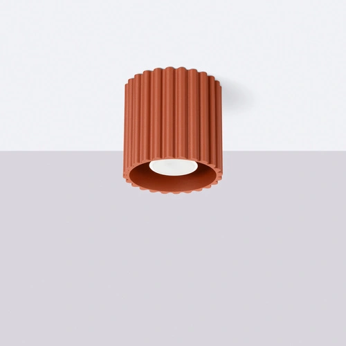 Stropní svítidlo AURA 1 moderní kulaté červené do obýváku a kuchyně hliník