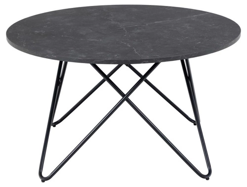 Konferenční stolek Wyre kulatý 80 cm černý mramor moderní loftový do obýváku Actona