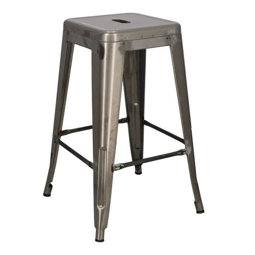 Barová židle Paris 66 cm kovová černá industriální k kuchyňskému ostrůvku inspirovaná Tolix D2.DESIGN