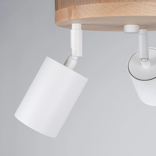 Stropní svítidlo VERDO 3P bílé skandinávské kovovo-dřevěné do obýváku s nastavitelnými stínidly