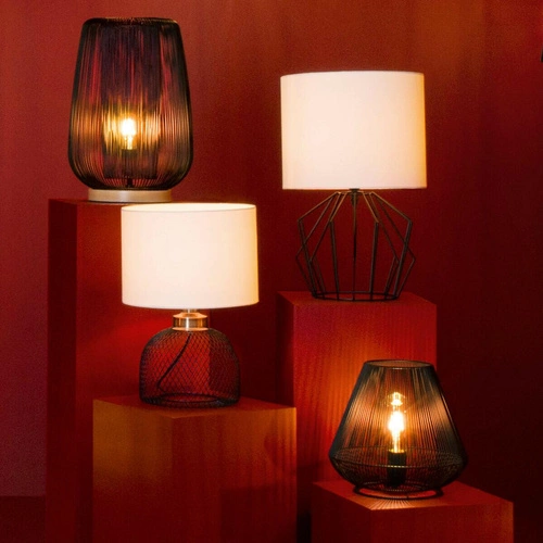 Noční lampička Noda černá kovovo-dřevěná do ložnice loftová 40,5 cm