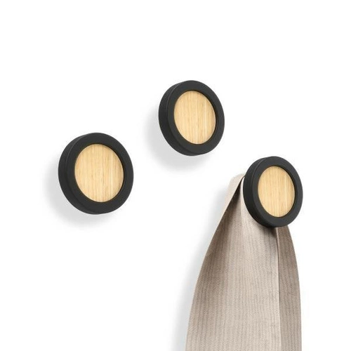 Moderní nástěnný věšák Umbra HUB 3 černý kulatý do předsíně a ložnice