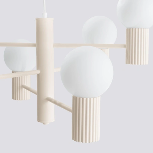 Moderní lustr HALO 6 béžový do obýváku a jídelny z hliníku