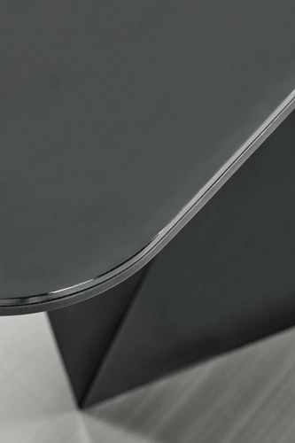 Rozkládací jídelní stůl Veneza moderní skleněný tmavě šedý na černé podnoži 160-200 cm