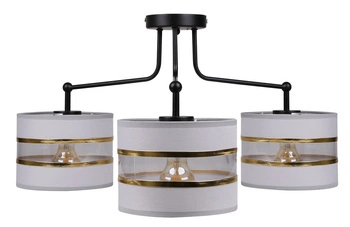 Závěsné svítidlo Andy moderní černé tříramenné do obýváku a jídelny s látkovým stínidlem