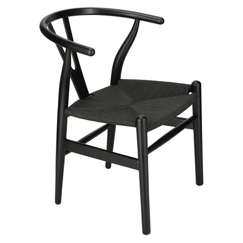 Dřevěná jídelní židle s područkami Wicker Color D2.DESIGN černá inspirovaná Wishbone