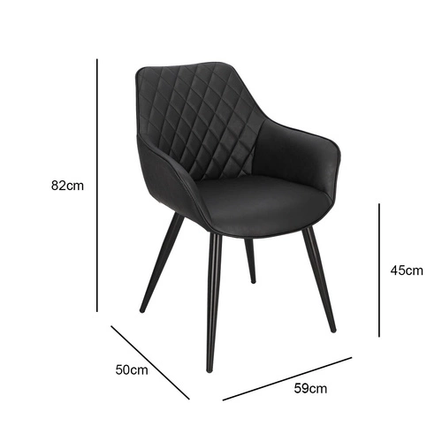 Čalouněná jídelní židle Rox černá ekokůže s područkami do jídelny a kuchyně Intesi