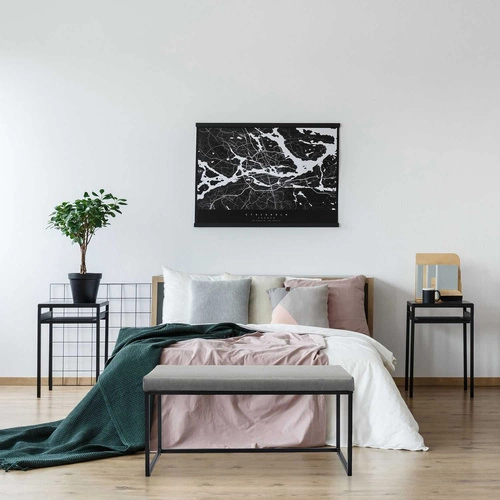 Čalouněná lavice Donore šedá sametová do předsíně glamour na černých nohách Intesi