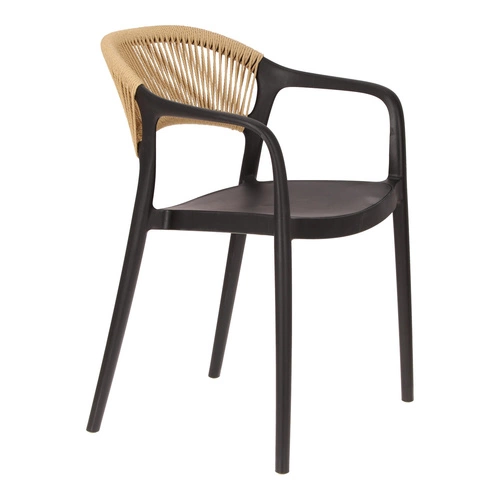 Jídelní židle Osma Intesi černá, polypropylen, stohovatelná, snadné čištění, s područkami