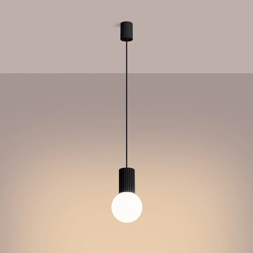Závěsné svítidlo HALO 1 černá koule moderní do obýváku kuchyně ložnice SOLLUX LIGHTING