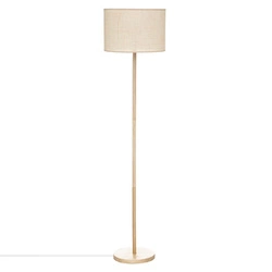 Stojací lampa do obýváku boho Della 149 cm béžová dřevěná borovice s látkovým stínidlem Atmosphera
