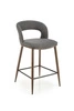 Čalouněný barový stolička s opěrkou Ruffy 65 cm šedá do kuchyně a k ostrůvku moderní ořech Intesi