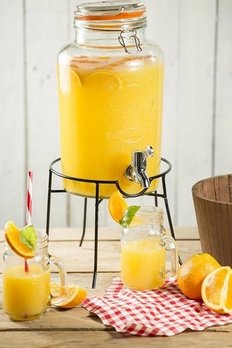 Skleněný nápojový zásobník s kohoutkem KILNER 8 l čirý na limonádu a párty provensálský