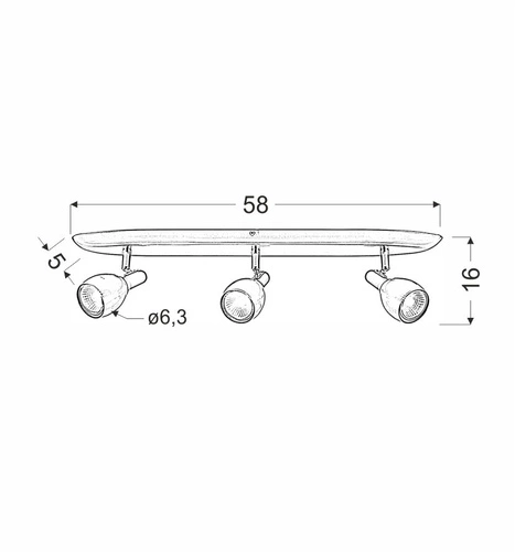 Stropní svítidlo Cross měděné 3bodové nastavitelné do obýváku, kuchyně a jídelny