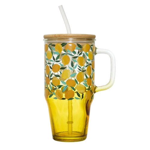 Hrnek s víčkem a brčkem Soleo 650ml citron