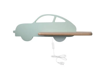 Dětské nástěnné svítidlo Car LED 5W mátové, klasické dřevěné