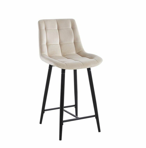 Barová židle Poly Low sametová béžová s opěrkou moderní do kuchyně a k ostrůvku 61 cm