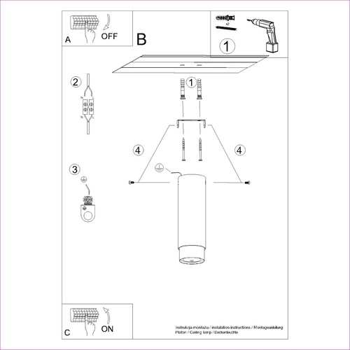 Stropní svítidlo NERO 22,5 černé zlaté moderní do obýváku a ložnice Sollux Lighting