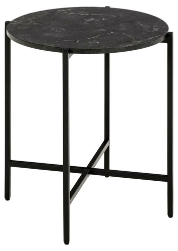 Kulatý konferenční stolek Lamoine 40 cm černý mramor moderní loftový do obýváku Actona