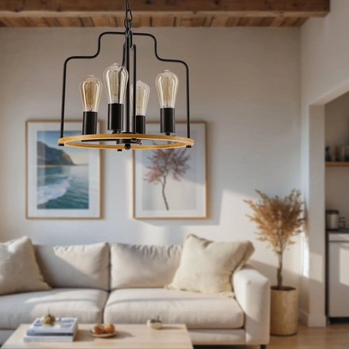 Závěsné svítidlo Datus černé loftové 4 světla do obýváku a nad stůl CANDELLUX