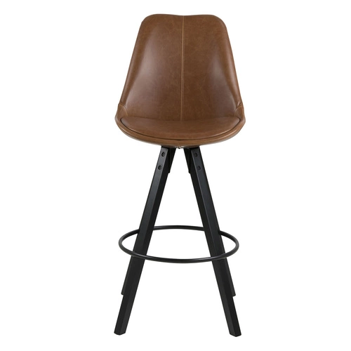 Barová židle Dima Brandy s opěrkou do kuchyně a k ostrůvku, čalouněná ekokůží na dřevěných nohou