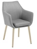 Čalouněná jídelní židle Nora Actona šedá s područkami na dubových nohách
