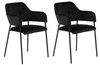 Sada 2 sametových černých židlí Lima s područkami