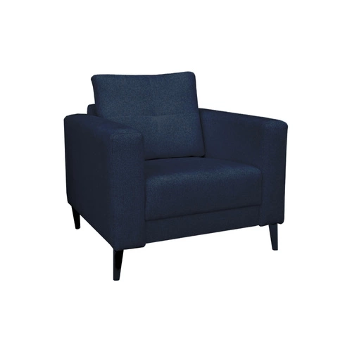 Moderní křeslo Lara do obýváku, modré čalouněné s područkami