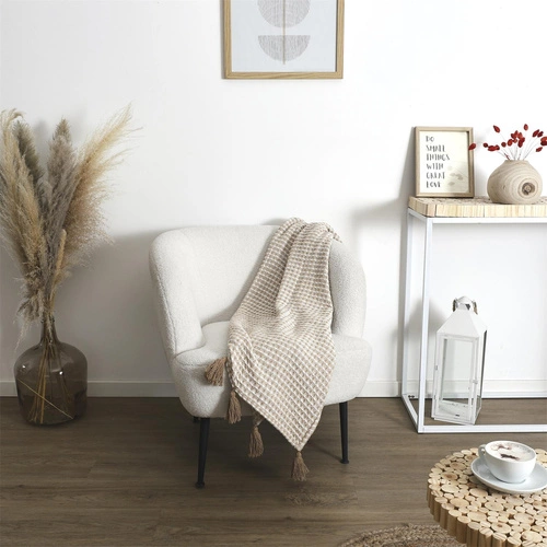 Přehoz Honeycomb béžový měkký pléd na pohovku nebo postel do obýváku 120x150 cm