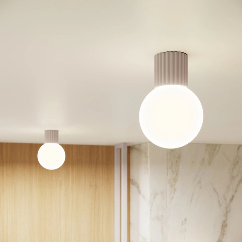 Stropní svítidlo HALO taupe kulaté béžové IP44 moderní do koupelny a obýváku SOLLUX