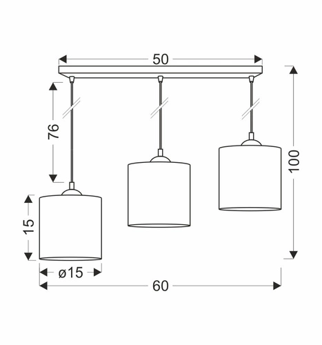 Závěsná lampa Legno černá 15 3x40W E27 stínidlo ořech