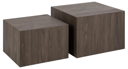 Sada 2 čtvercových konferenčních stolků Dice v kouřovém loftovém jasanu do obýváku Actona