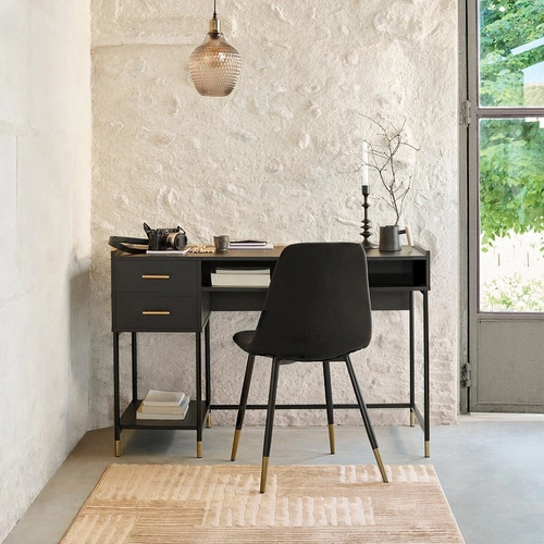 Čalouněná jídelní židle Tyka černá Atmosphera moderní s kovovými nohami