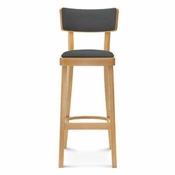 Dřevěný barový stůl s opěradlem Solid FAMEG na míru, prémiový dub, přírodní kůže, do kuchyně