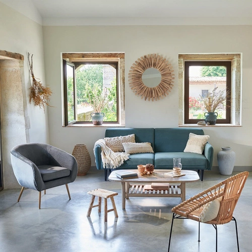 Obdélníkový konferenční stolek Banila z akáciového dřeva s policí do obýváku, moderní 120x70