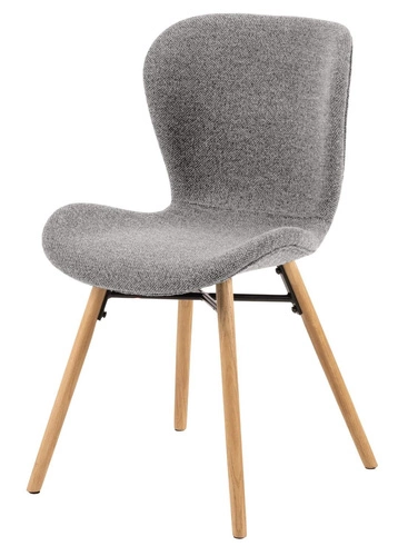 Čalouněná jídelní židle Batilda šedá moderní s dřevěnými nohami Actona