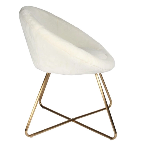 Moderní béžové křeslo Karl Velvet Furry z buklé na lyžinách do obývacího pokoje