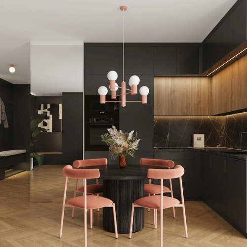 Moderní lustr HALO 6 broskvový stropní svítidlo do obýváku a jídelny