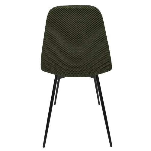 Čalouněná židle Pori zelená khaki Intesi do jídelny moderní s černými kovovými nohami