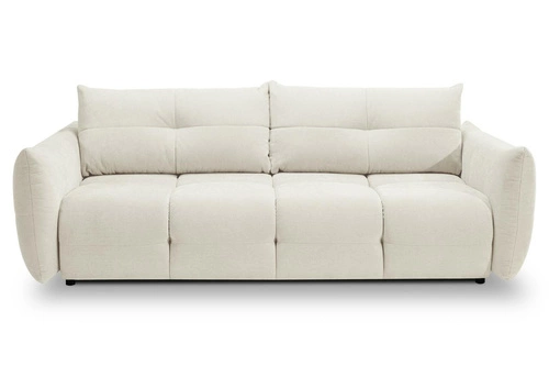 Rozkládací pohovka Bode bílá pro 3 osoby s úložným prostorem a funkcí spaní do obýváku