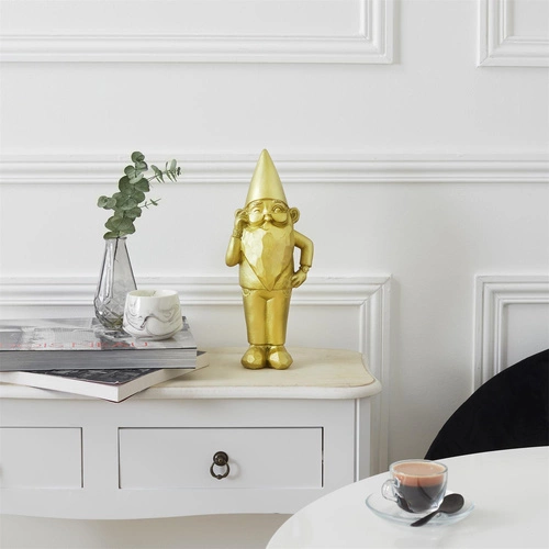 Dekorativní soška Gnom Star zlatá 33 cm moderní do zahrady i obýváku jako dárek